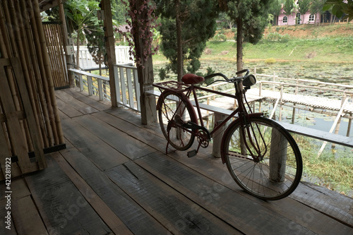 Vintage bicycle in the countryside is very popular of the people in Thailand. 