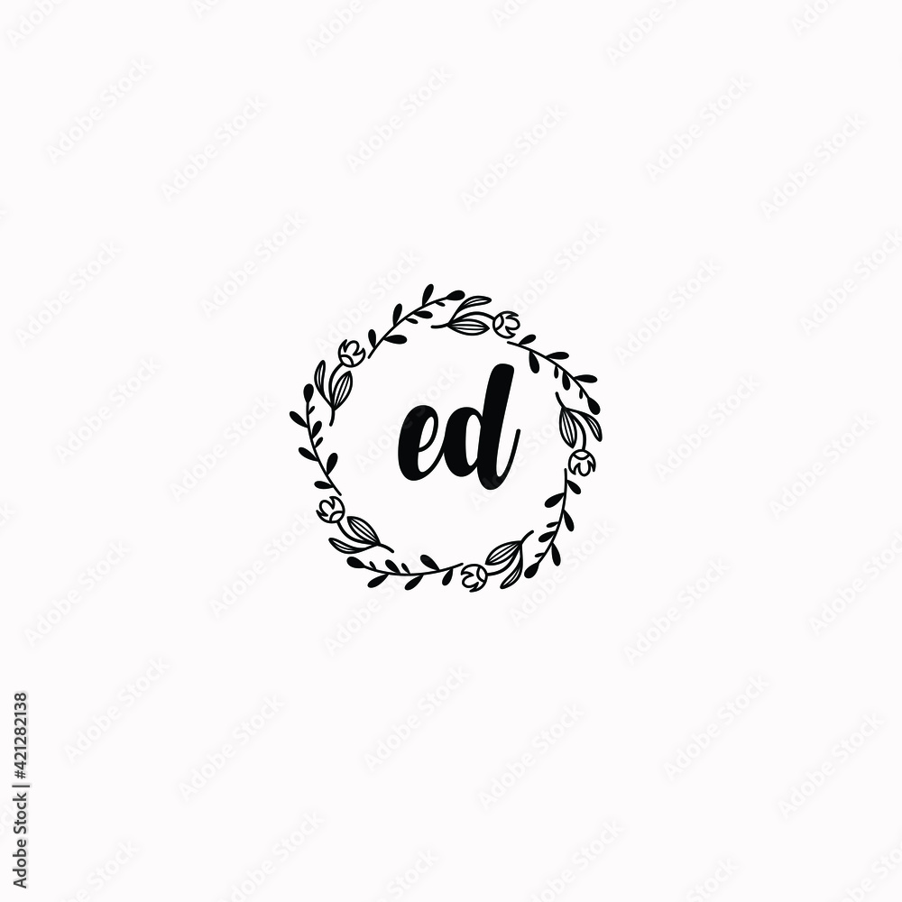 ED initial letters Wedding monogram logos, hand drawn modern minimalistic and frame floral templates ED initial letters Wedding monogram logos, hand drawn modern minimalistic and frame floral templates