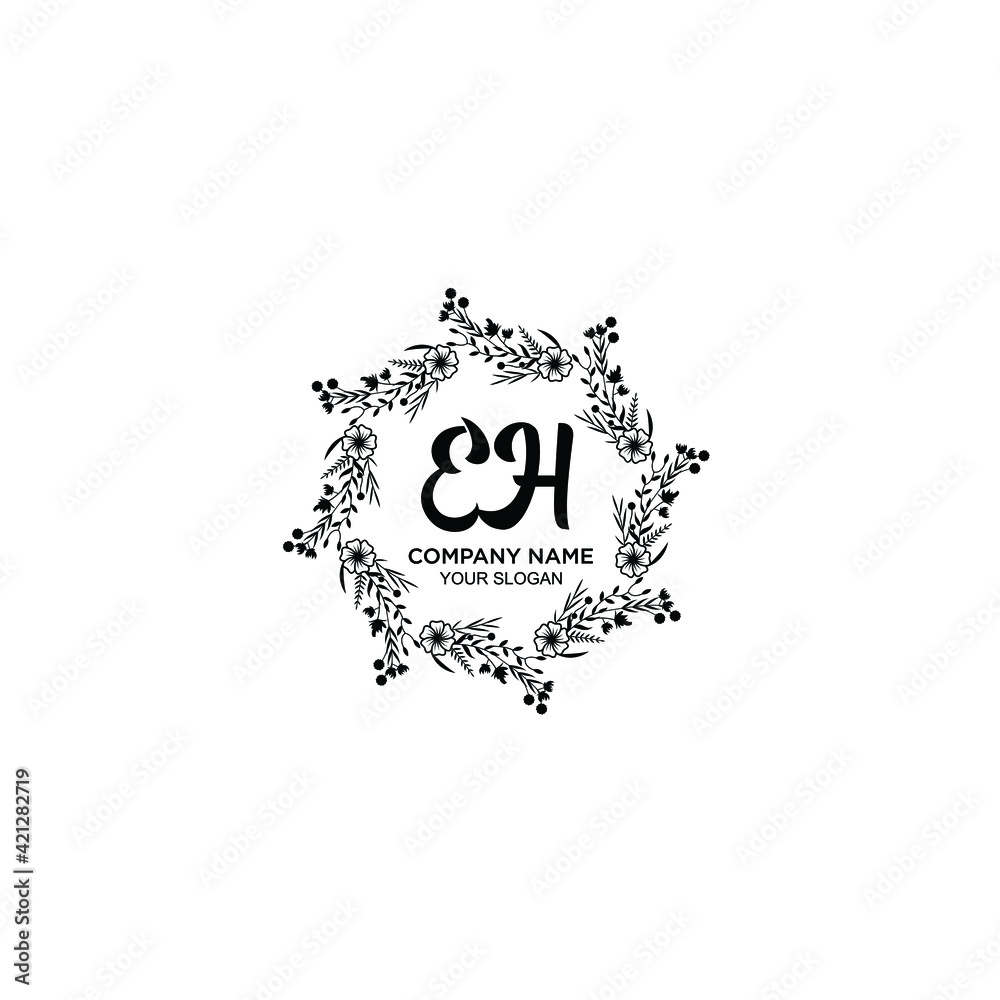 EH initial letters Wedding monogram logos, hand drawn modern minimalistic and frame floral templates EH initial letters Wedding monogram logos, hand drawn modern minimalistic and frame floral templates