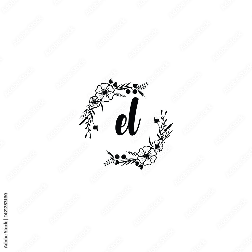 EL initial letters Wedding monogram logos, hand drawn modern minimalistic and frame floral templates EL initial letters Wedding monogram logos, hand drawn modern minimalistic and frame floral templates