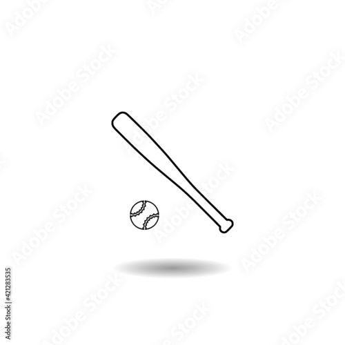 Baseball ball icon with shadow