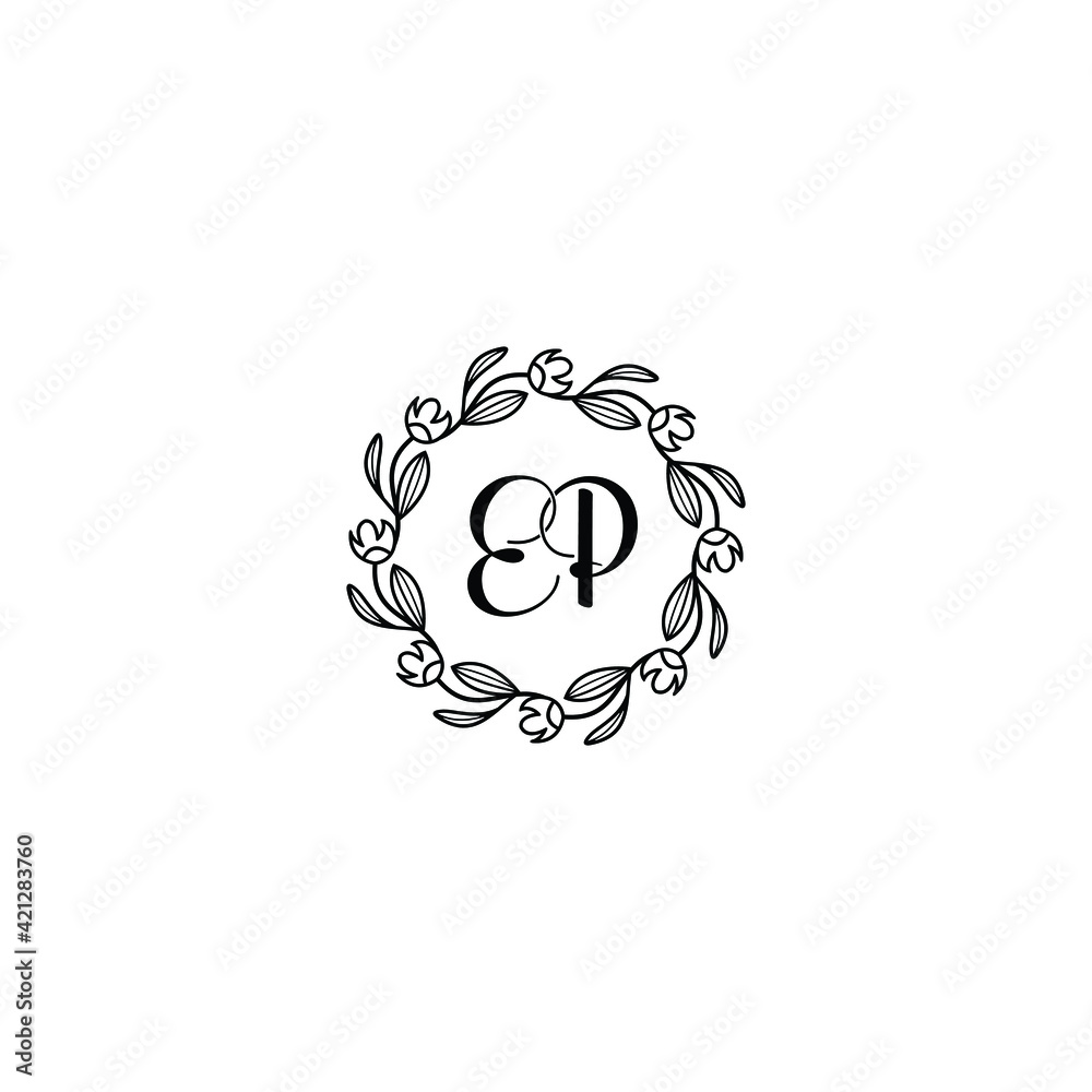 EP initial letters Wedding monogram logos, hand drawn modern minimalistic and frame floral templates EP initial letters Wedding monogram logos, hand drawn modern minimalistic and frame floral templates