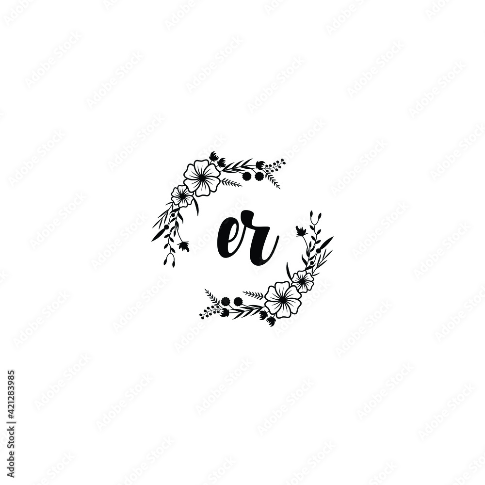 ER initial letters Wedding monogram logos, hand drawn modern minimalistic and frame floral templates ER initial letters Wedding monogram logos, hand drawn modern minimalistic and frame floral templates