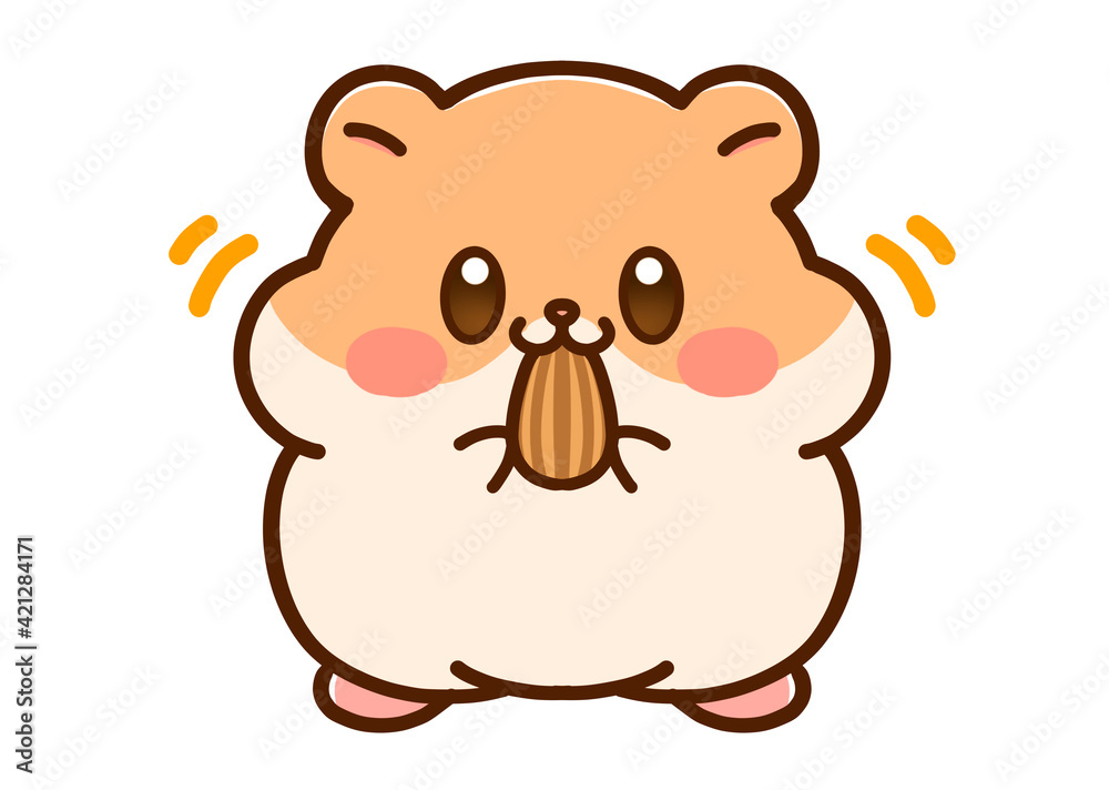 Fototapeta premium 食べるハムスターのイラスト素材