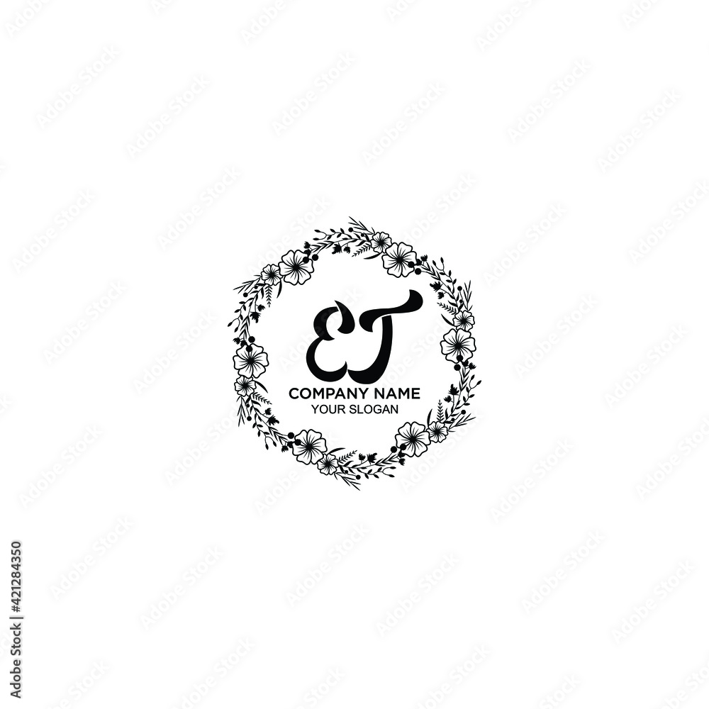 ET initial letters Wedding monogram logos, hand drawn modern minimalistic and frame floral templates ET initial letters Wedding monogram logos, hand drawn modern minimalistic and frame floral templates