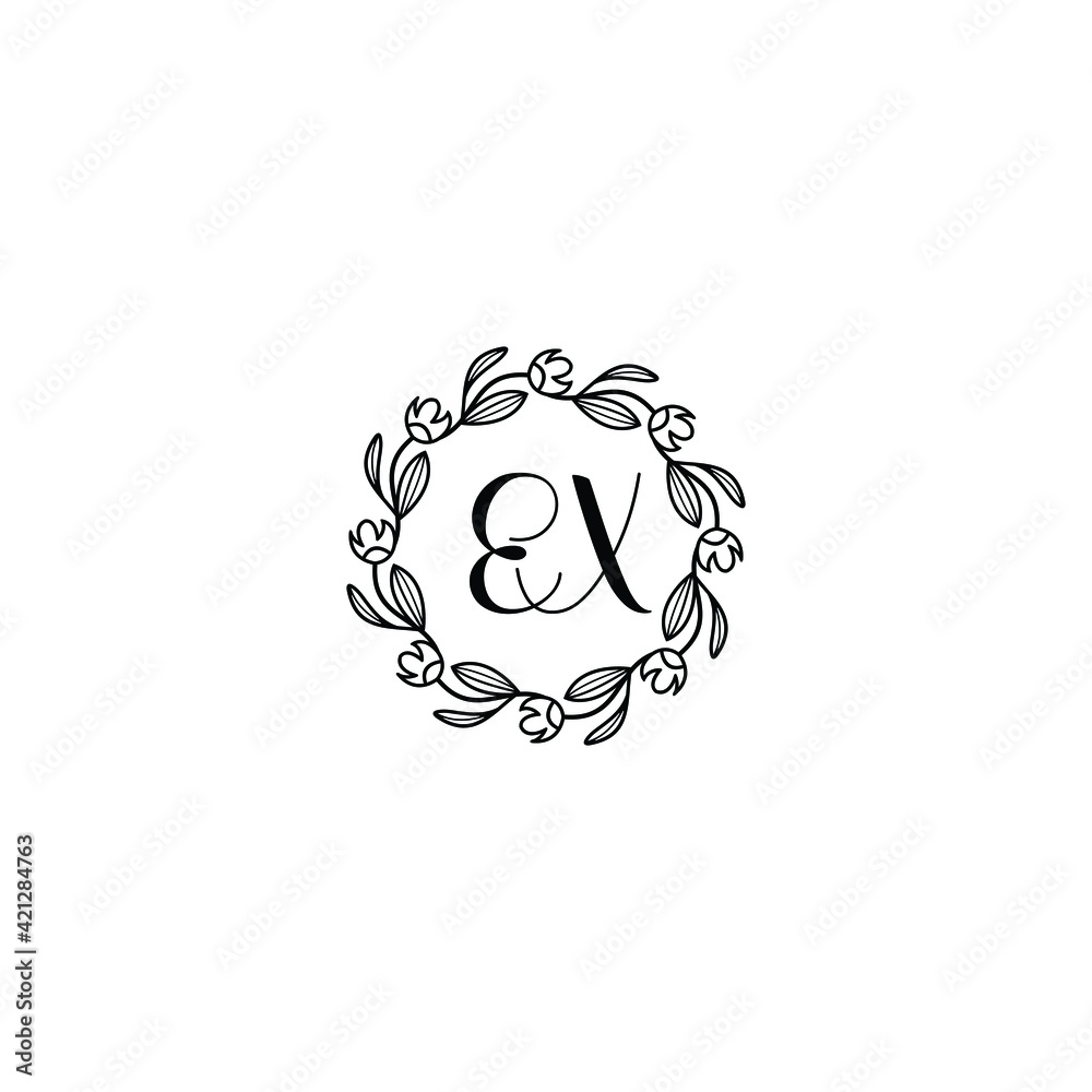 EX initial letters Wedding monogram logos, hand drawn modern minimalistic and frame floral templates EX initial letters Wedding monogram logos, hand drawn modern minimalistic and frame floral templates