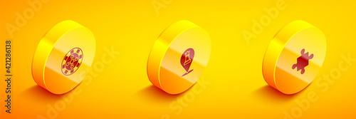 Set Isometric Casino roulette wheel, Chess and Puzzle pieces toy icon. Vector