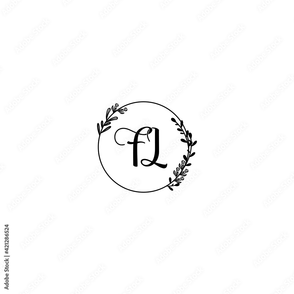 FL initial letters Wedding monogram logos, hand drawn modern minimalistic and frame floral templates FL initial letters Wedding monogram logos, hand drawn modern minimalistic and frame floral templates
