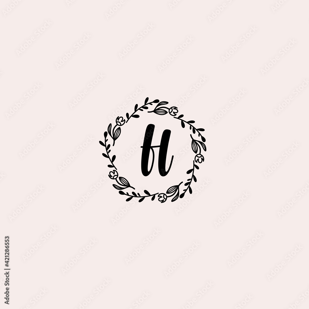 FL initial letters Wedding monogram logos, hand drawn modern minimalistic and frame floral templates