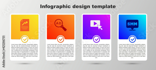 Set Document with graph chart, Advertising, and Social media marketing. Business infographic template. Vector