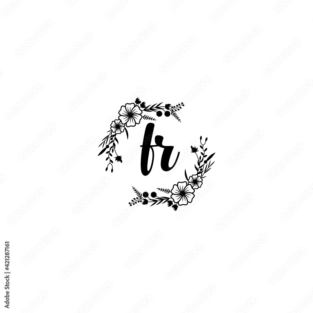 FR initial letters Wedding monogram logos, hand drawn modern minimalistic and frame floral templates FR initial letters Wedding monogram logos, hand drawn modern minimalistic and frame floral templates
