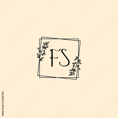 FS initial letters Wedding monogram logos, hand drawn modern minimalistic and frame floral templates
