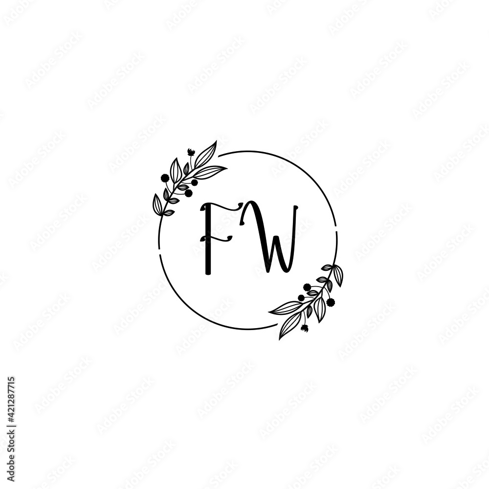 FW initial letters Wedding monogram logos, hand drawn modern minimalistic and frame floral templates FW initial letters Wedding monogram logos, hand drawn modern minimalistic and frame floral templates