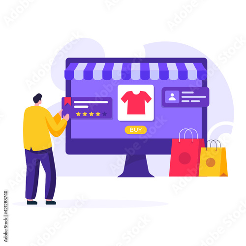 
A shopping website flat editable illustration 

