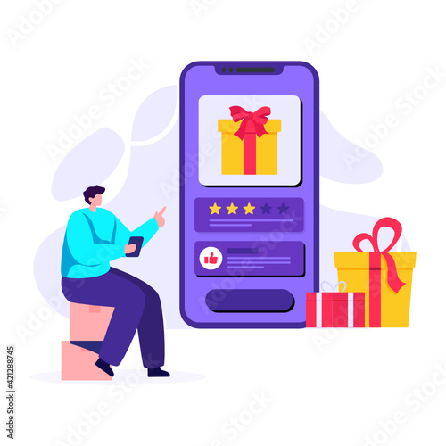 
Flat illustration of online gift in editable style 

