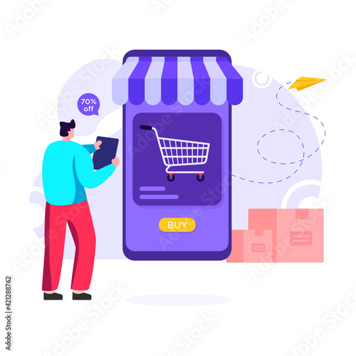 
An illustration of buy online, flat vector 

