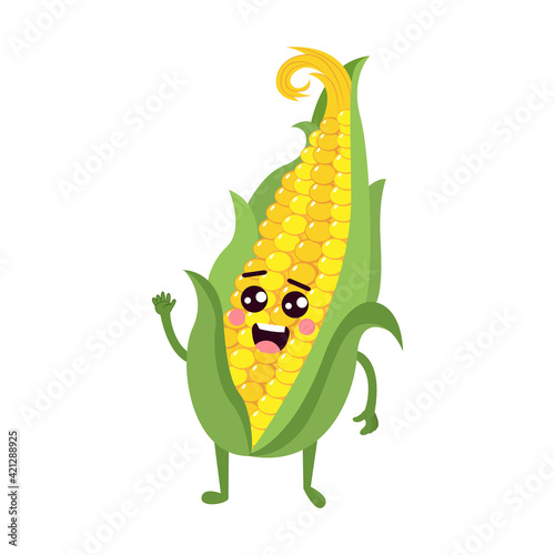 Isolated corn cob cartoon kawaii - Vector illustration