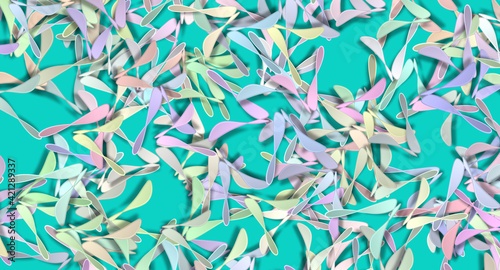 abstract random pastel pattern on turquoise background