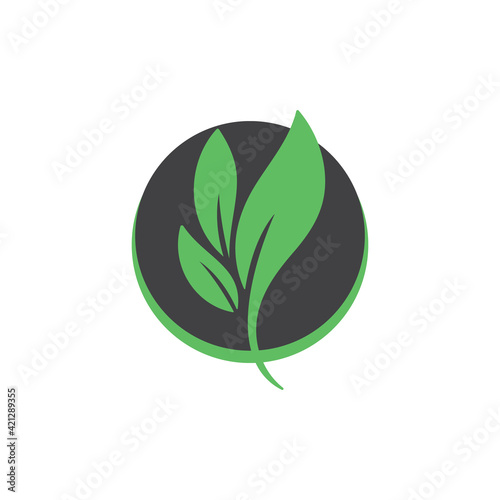 Plant and leaves icon. Leaf symbol of ecology, enviroment and nature. Vegetarian and vegan pictogram design.