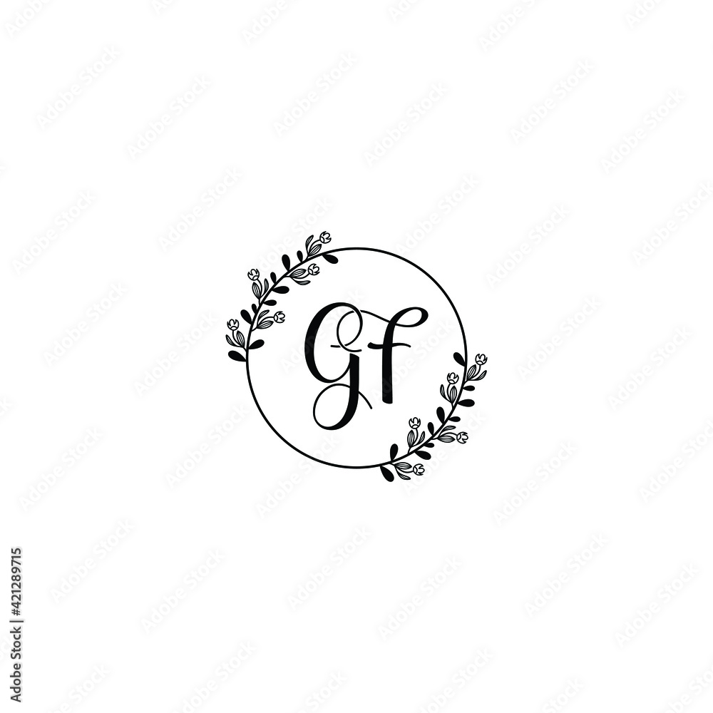GF initial letters Wedding monogram logos, hand drawn modern minimalistic and frame floral templates GF initial letters Wedding monogram logos, hand drawn modern minimalistic and frame floral templates
