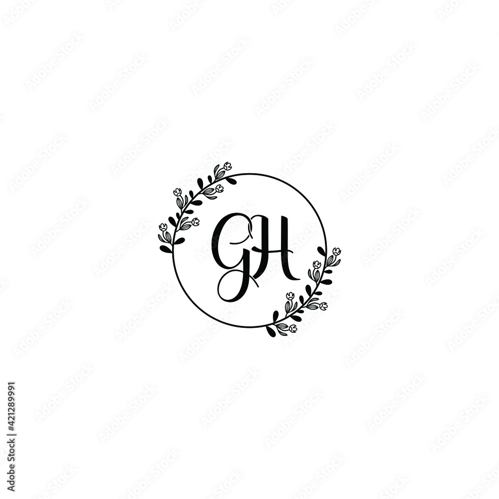 GH initial letters Wedding monogram logos, hand drawn modern minimalistic and frame floral templates GH initial letters Wedding monogram logos, hand drawn modern minimalistic and frame floral templates