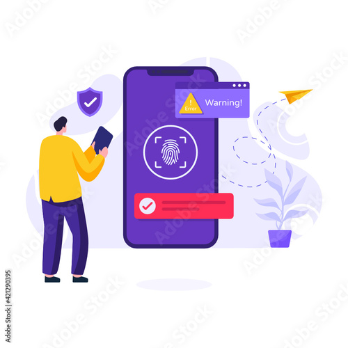 
Editable flat design of mobile phishing illustration

