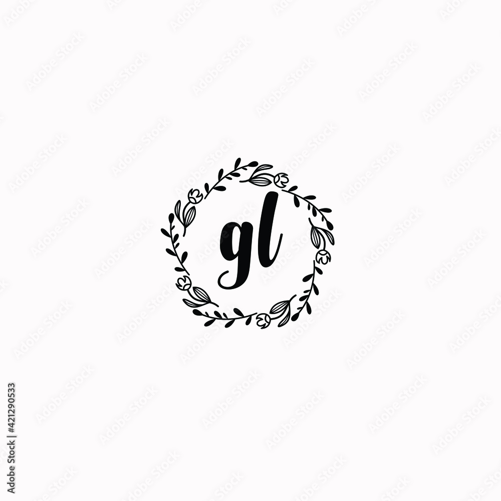 GL initial letters Wedding monogram logos, hand drawn modern minimalistic and frame floral templates GL initial letters Wedding monogram logos, hand drawn modern minimalistic and frame floral templates