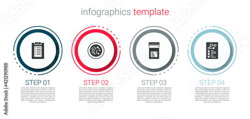 Set Clinical record, Petri dish with bacteria, Jar additives and . Business infographic template. Vector