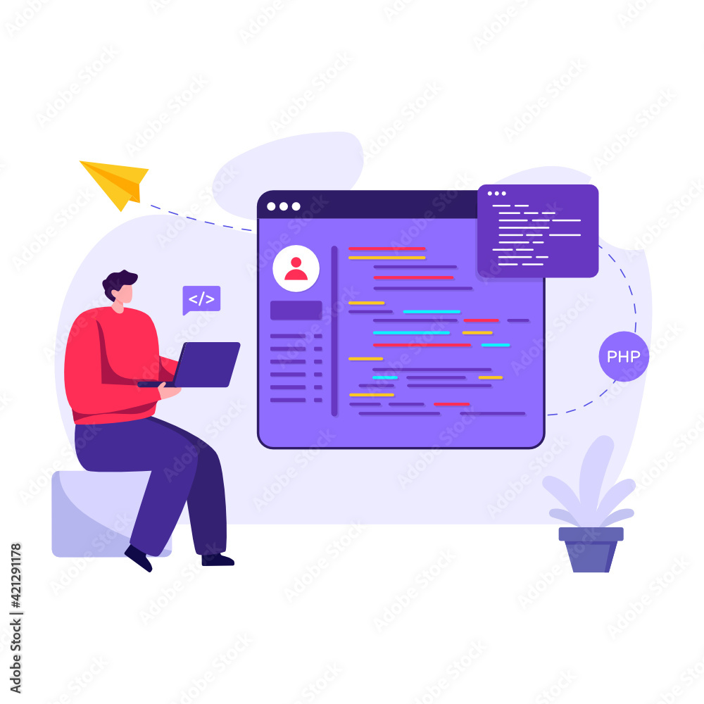 A coding website in flat illustration design
A coding website in flat illustration design