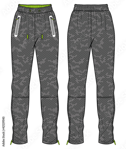 Sports Jogger bottom Pants design vector template, Track pants concept with front and back view, Sweatpants for running, jogging, fitness, and active wear pants design.