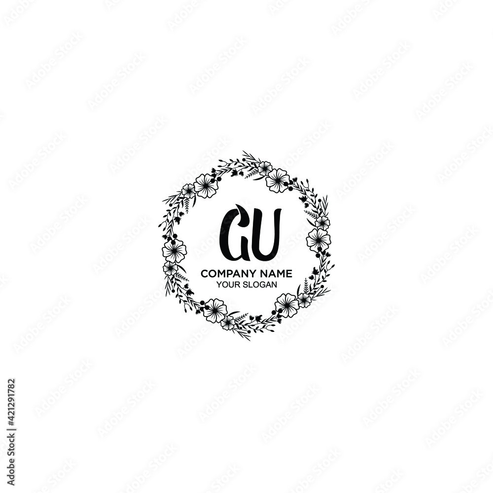 GU initial letters Wedding monogram logos, hand drawn modern minimalistic and frame floral templates GU initial letters Wedding monogram logos, hand drawn modern minimalistic and frame floral templates
