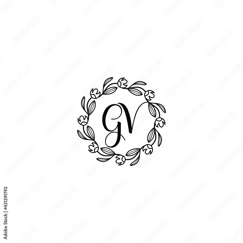 GV initial letters Wedding monogram logos, hand drawn modern minimalistic and frame floral templates GV initial letters Wedding monogram logos, hand drawn modern minimalistic and frame floral templates