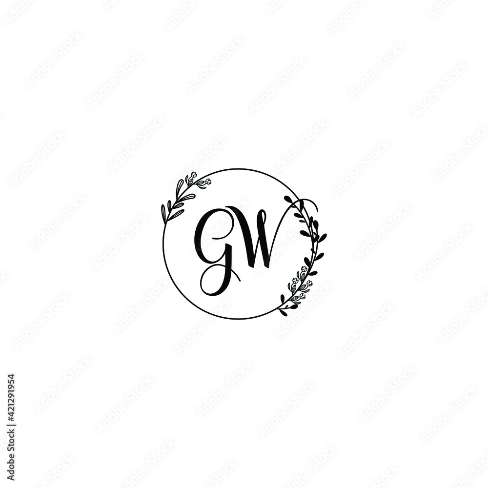 GW initial letters Wedding monogram logos, hand drawn modern minimalistic and frame floral templates GW initial letters Wedding monogram logos, hand drawn modern minimalistic and frame floral templates