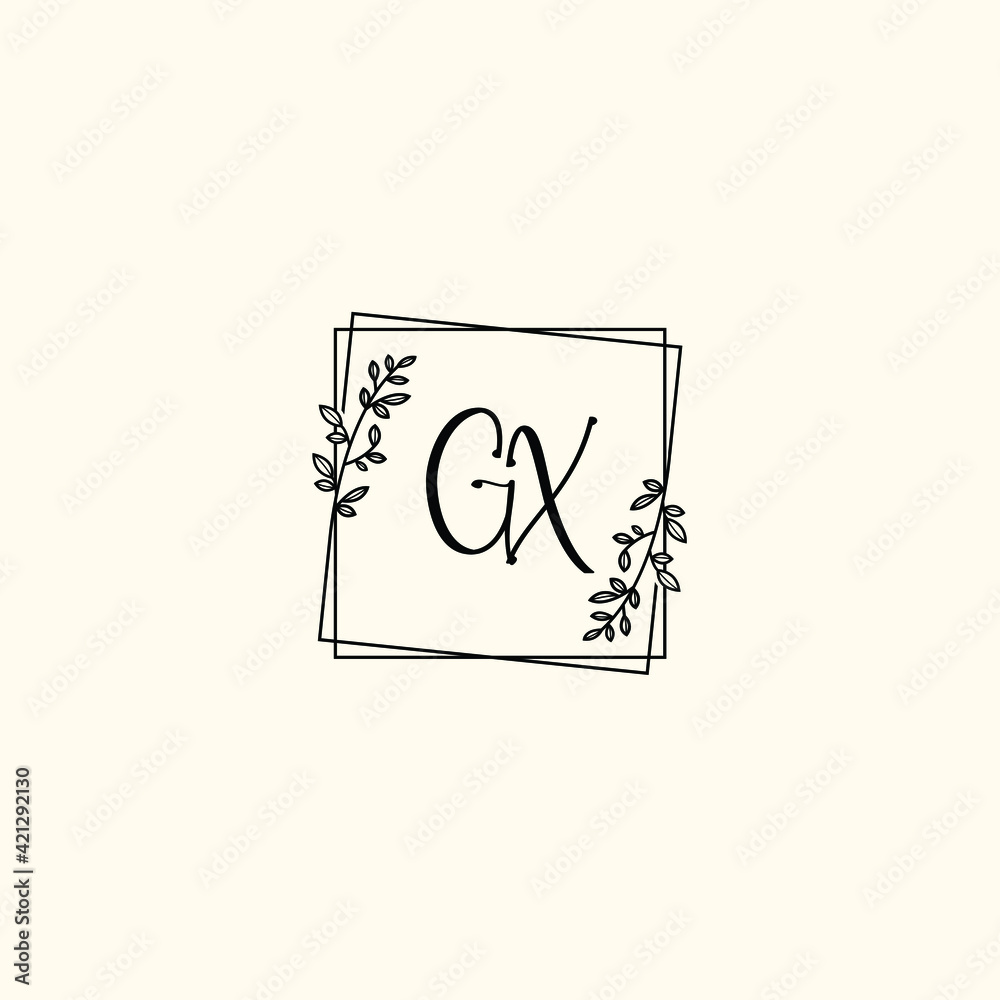 GX initial letters Wedding monogram logos, hand drawn modern minimalistic and frame floral templates GX initial letters Wedding monogram logos, hand drawn modern minimalistic and frame floral templates