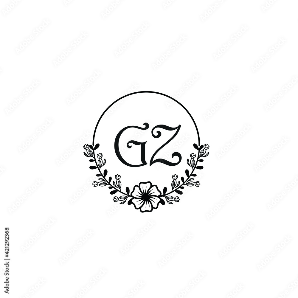 GZ initial letters Wedding monogram logos, hand drawn modern minimalistic and frame floral templates GZ initial letters Wedding monogram logos, hand drawn modern minimalistic and frame floral templates