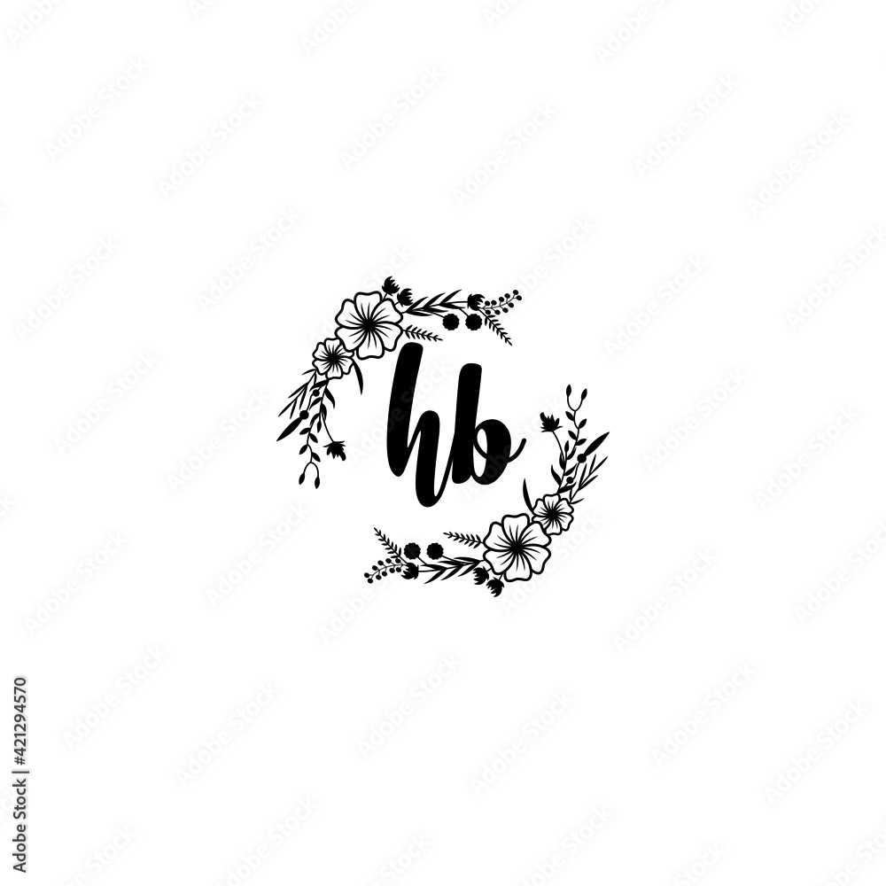HB initial letters Wedding monogram logos, hand drawn modern minimalistic and frame floral templates HB initial letters Wedding monogram logos, hand drawn modern minimalistic and frame floral templates