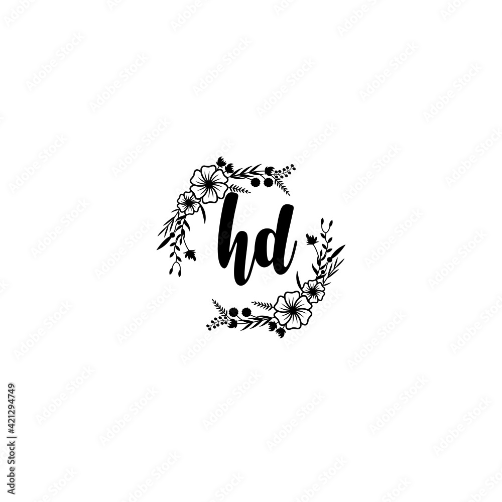 HD initial letters Wedding monogram logos, hand drawn modern minimalistic and frame floral templates