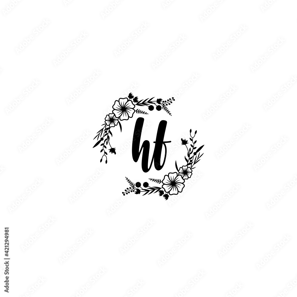 HF initial letters Wedding monogram logos, hand drawn modern minimalistic and frame floral templates HF initial letters Wedding monogram logos, hand drawn modern minimalistic and frame floral templates