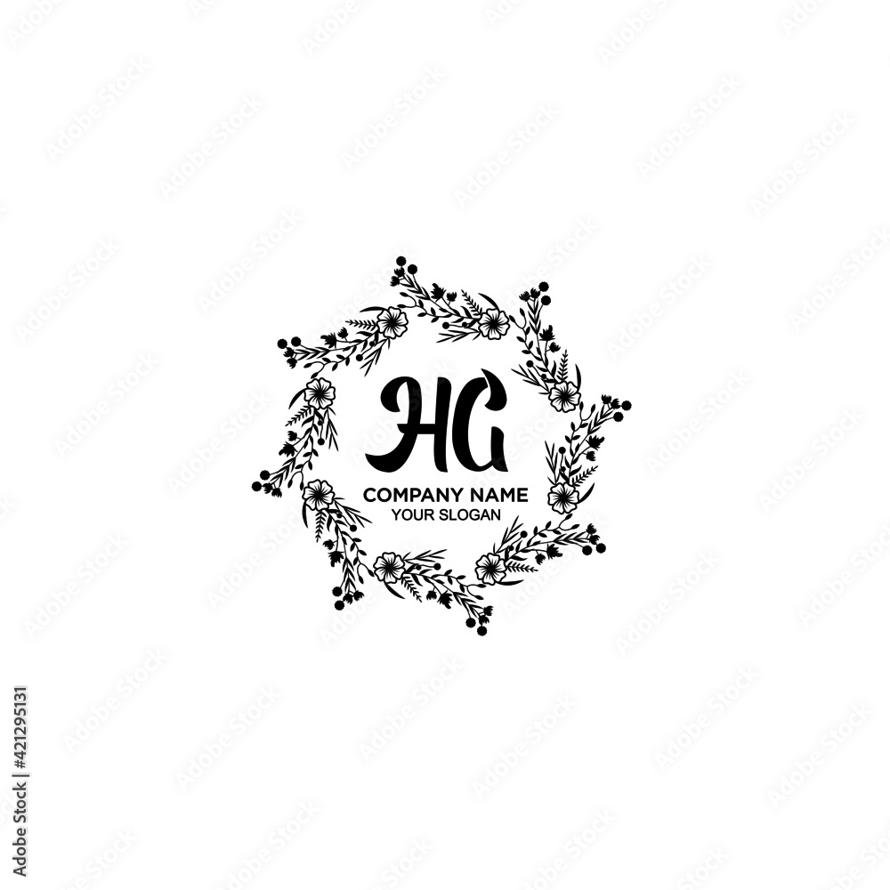 HG initial letters Wedding monogram logos, hand drawn modern minimalistic and frame floral templates HG initial letters Wedding monogram logos, hand drawn modern minimalistic and frame floral templates