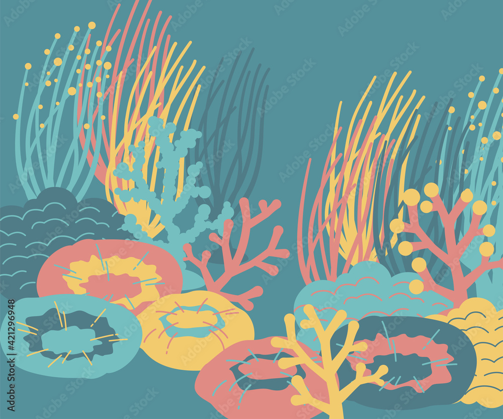 カラフルなサンゴ礁のベクターイラスト 01 Stock Vector Adobe Stock