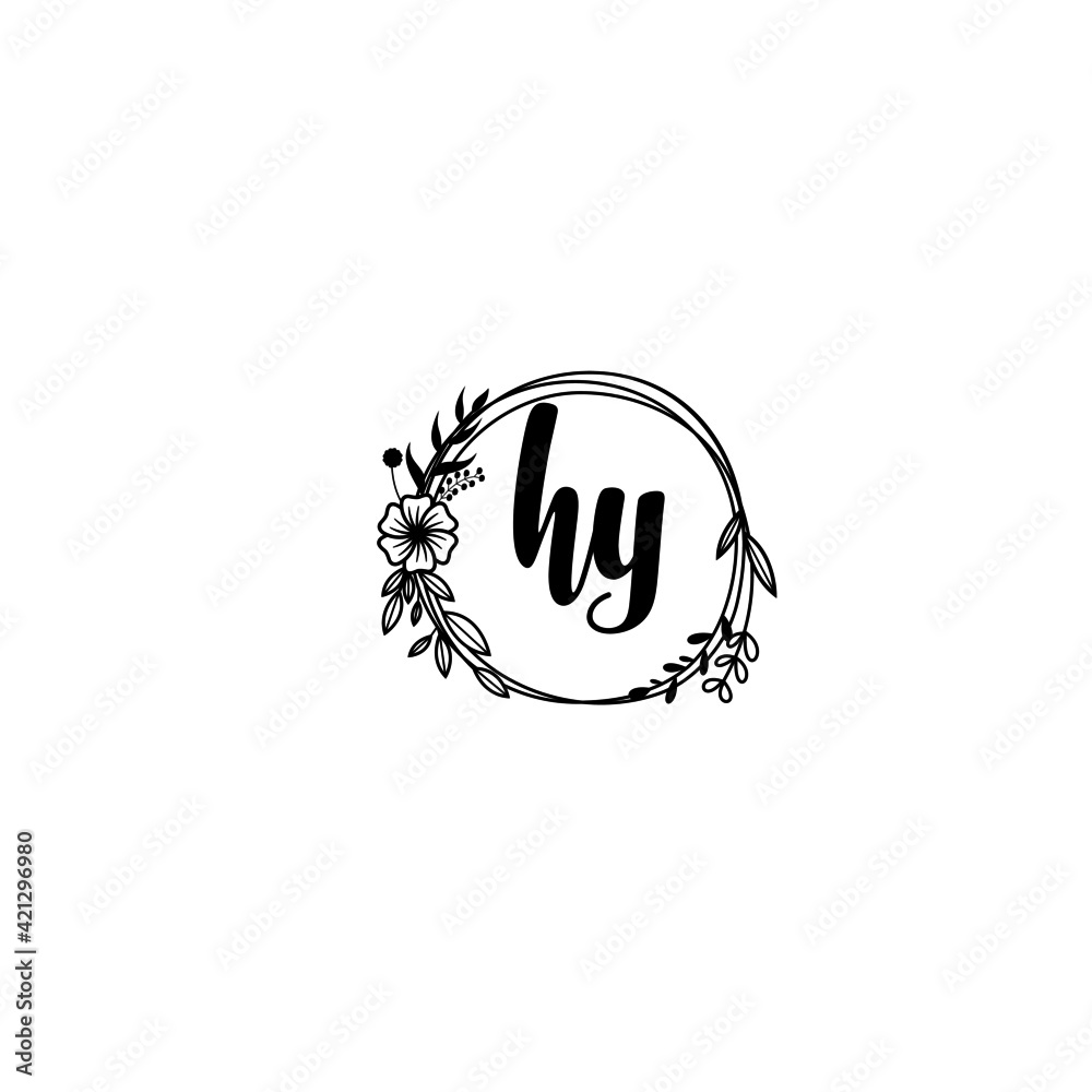 HY initial letters Wedding monogram logos, hand drawn modern minimalistic and frame floral templates HY initial letters Wedding monogram logos, hand drawn modern minimalistic and frame floral templates