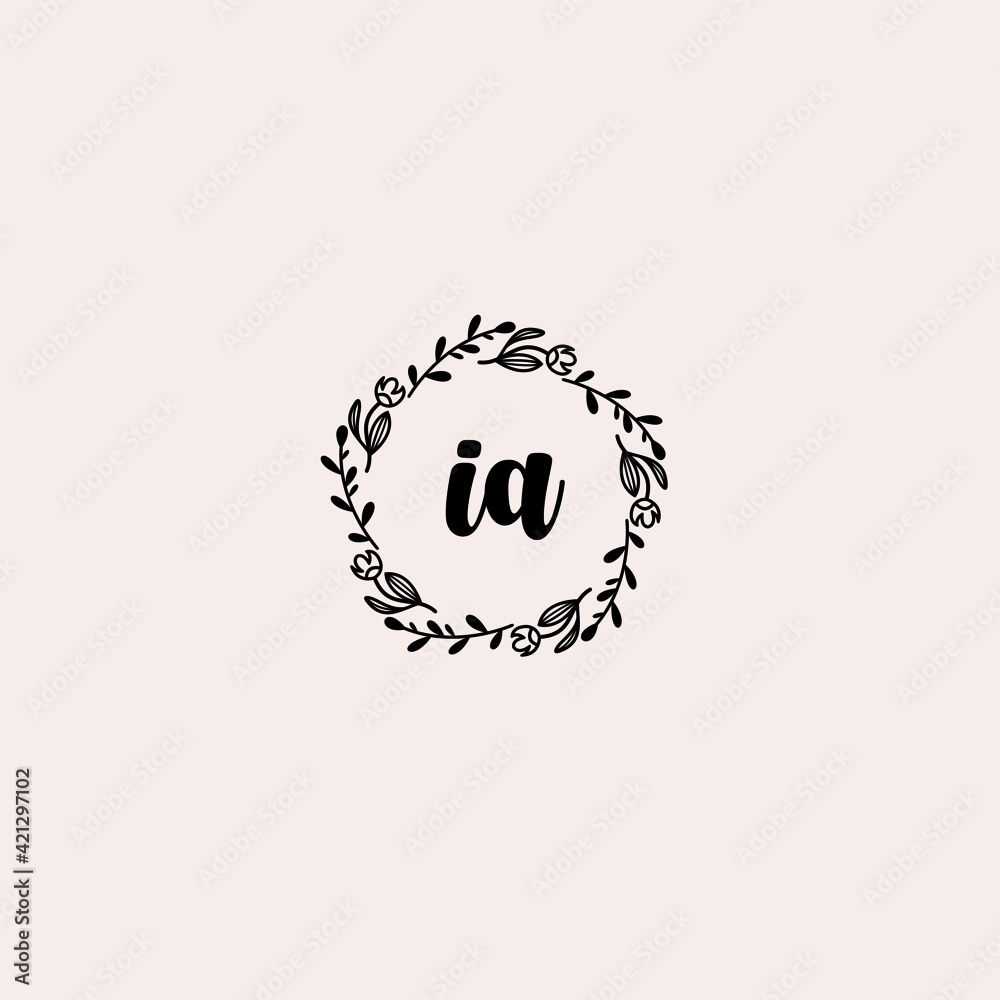 IA initial letters Wedding monogram logos, hand drawn modern minimalistic and frame floral templates IA initial letters Wedding monogram logos, hand drawn modern minimalistic and frame floral templates