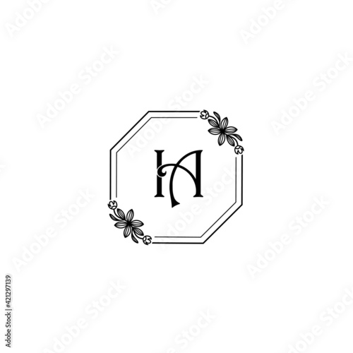 IA initial letters Wedding monogram logos  hand drawn modern minimalistic and frame floral templates