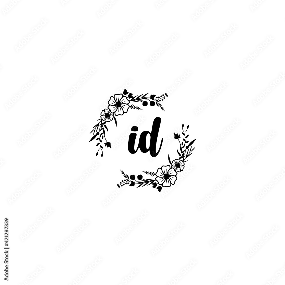 ID initial letters Wedding monogram logos, hand drawn modern minimalistic and frame floral templates