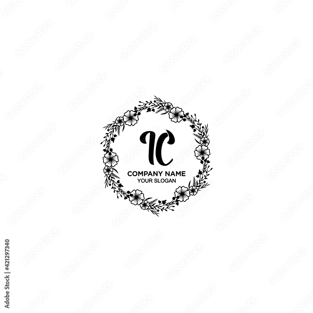 IC initial letters Wedding monogram logos, hand drawn modern minimalistic and frame floral templates