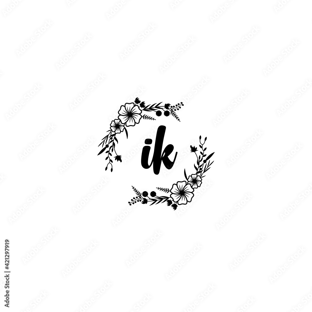 IK initial letters Wedding monogram logos, hand drawn modern minimalistic and frame floral templates IK initial letters Wedding monogram logos, hand drawn modern minimalistic and frame floral templates