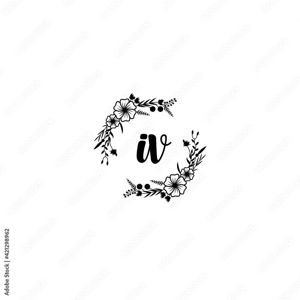 IV initial letters Wedding monogram logos, hand drawn modern minimalistic and frame floral templates IV initial letters Wedding monogram logos, hand drawn modern minimalistic and frame floral templates