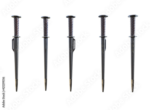 Sheathed Triangle Dagger Render On White Background