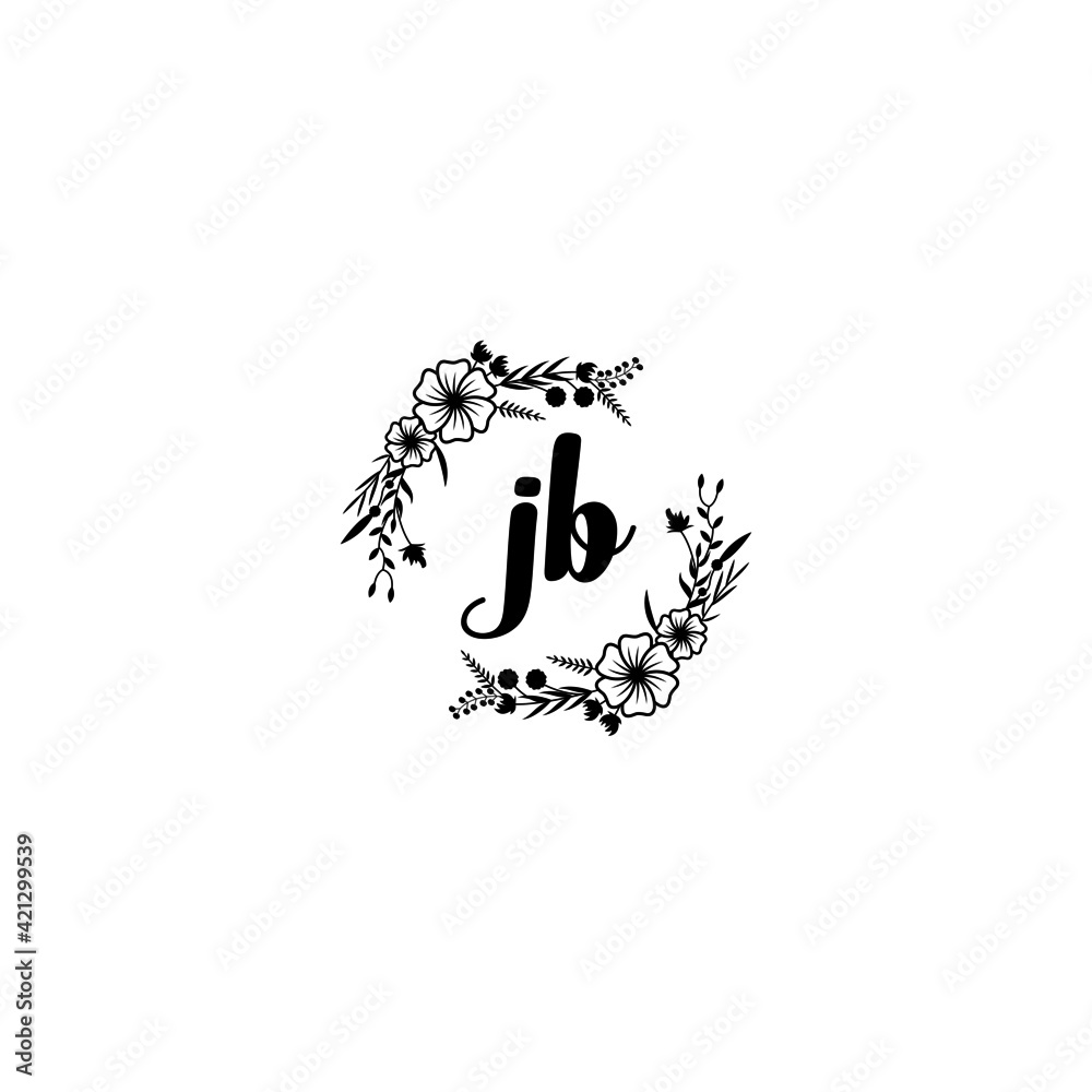 JB initial letters Wedding monogram logos, hand drawn modern minimalistic and frame floral templates JB initial letters Wedding monogram logos, hand drawn modern minimalistic and frame floral templates