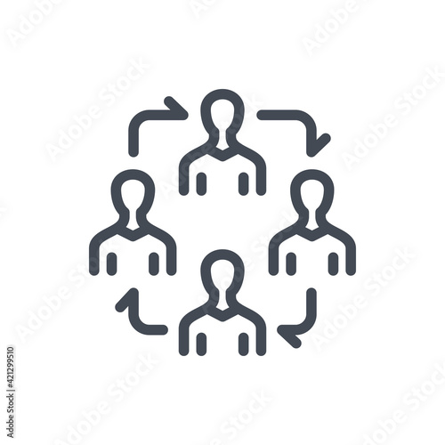 Staff exchange and Employee replacement line icon. Staff renewal and People transfer vector outline sign.